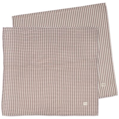 Set 2 langes Praliné Vichy Rayures Moka (70x70 cm)